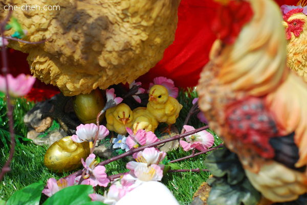 Rooster Figurines for Year of Rooster @ Kuan Yin Temple, Klang